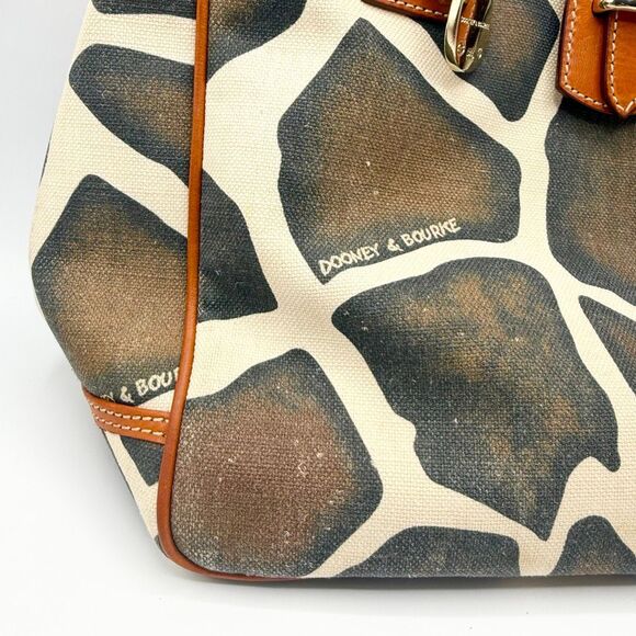 Dooney & Bourke Vintage VTG Canvas Leather Shoulder Giraffe Print Tote Bag - Picture 2 of 16